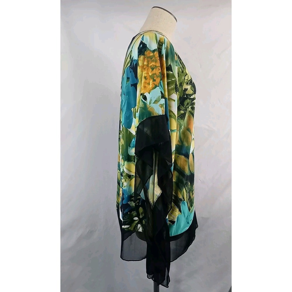 Vintage Suzie Floral Blouse Womens Large Batwing Shirt 90s Fashion Top Tropical - Picture 3 of 11